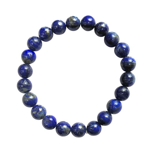 Lapis lazuli bracelet on a white background top view