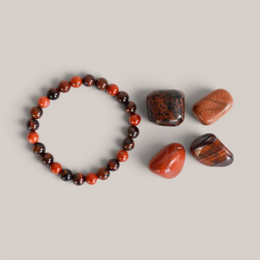 Root Chakra Crystal Stones Kit – Grounding, Strength & Stability