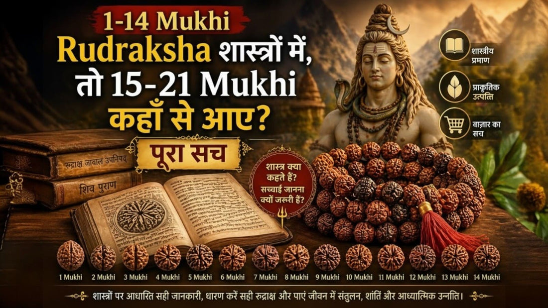 1–14 Mukhi Rudraksha शास्त्रों में, तो 15–21 Mukhi कहाँ से आए? पूरा सच