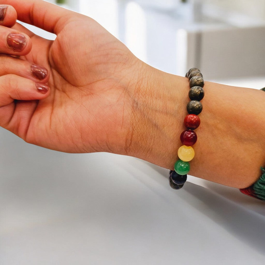 7 Chakra Bracelet with Pyrite – Money & Abundance