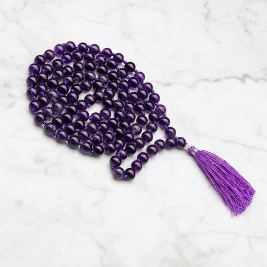 Amethyst Mala Necklace (108 Beads)