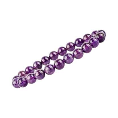Purple amethyst bracelet on a white background side view