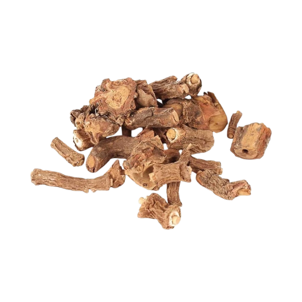 Heap of anantmool jadi roots on a white background