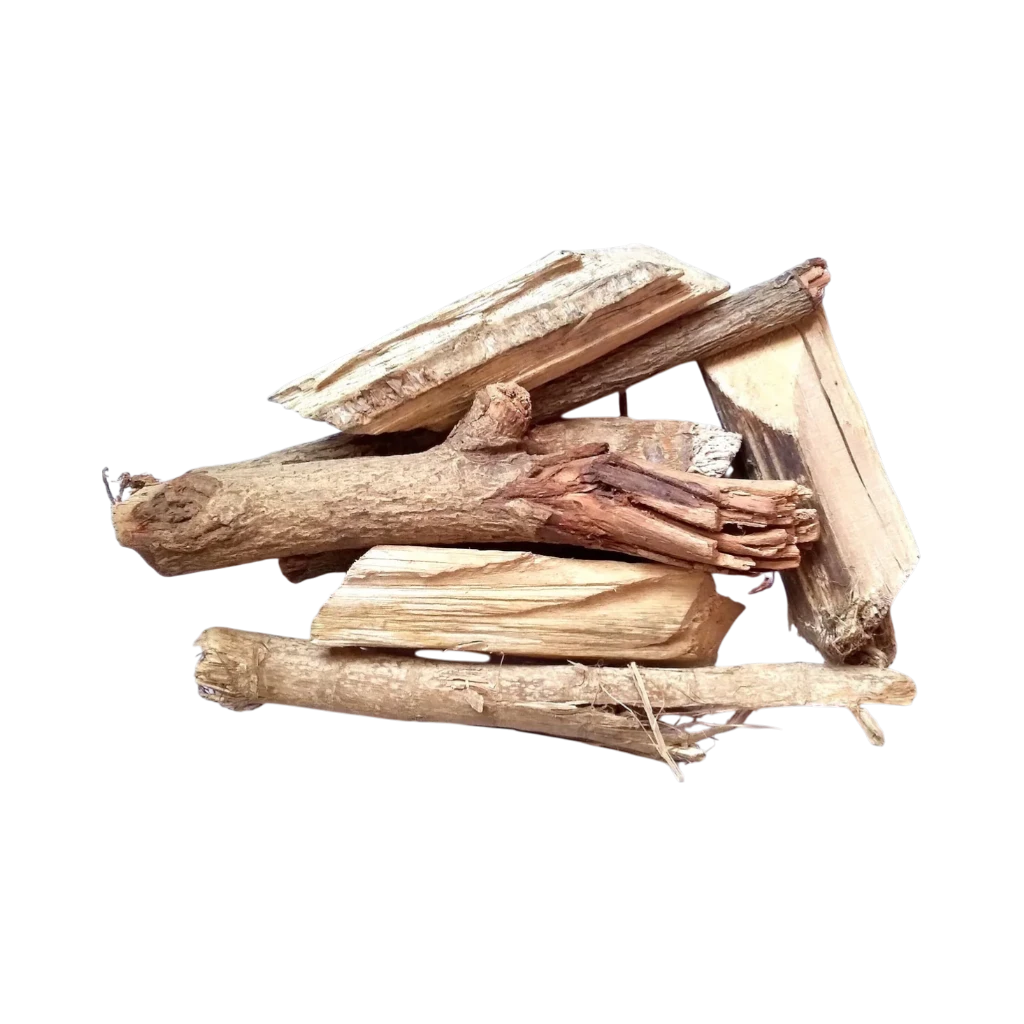 Stack of arandmool root on a white background