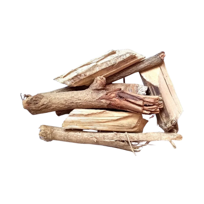 Stack of arandmool root on a white background