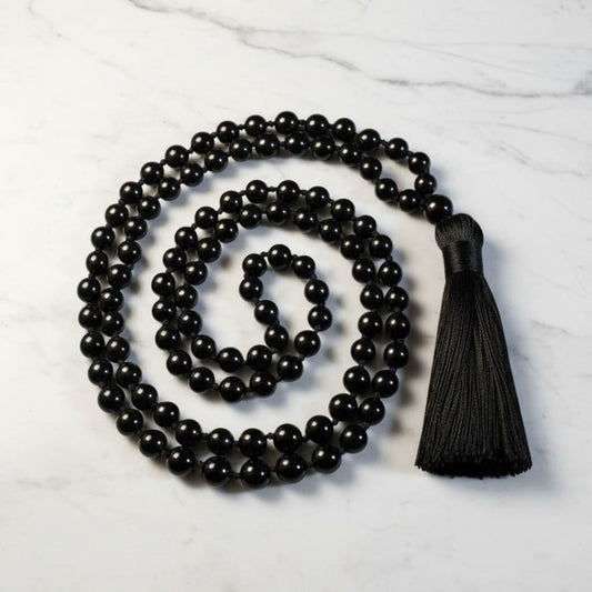 Black Tourmaline Mala Necklace (108 Beads)