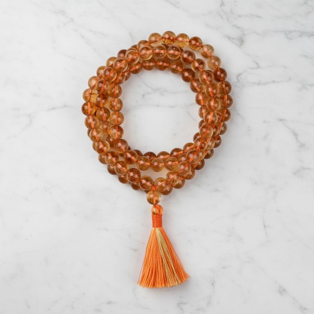 Citrine Mala (108 Beads) Necklace Guru Mala