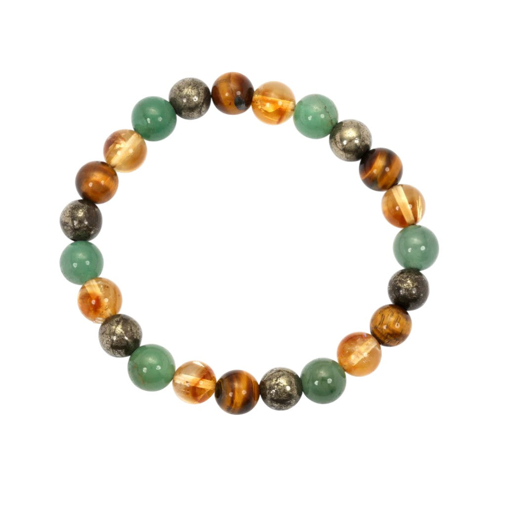 Multicolored dhan yoga bracelet on a white background