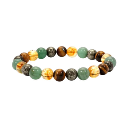 Multicolored dhan yoga bracelet on a white background