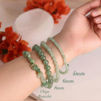 Green Aventurine Bracelet in 4mm, 6mm, 8mm, & 10mm