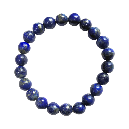 Lapis lazuli bracelet on a white background top view