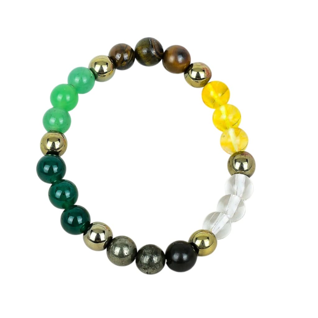 money wealth beaded bracelet on a white background