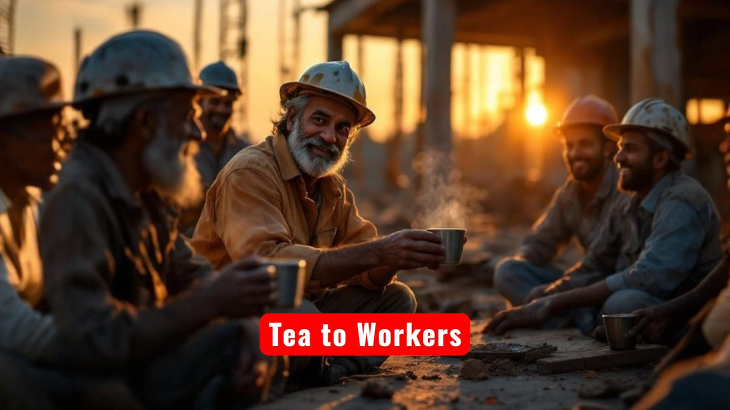 A man donating tea to a group of workers as saturn remedy.