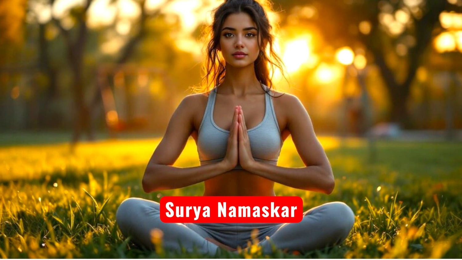 Woman practicing "Surya Namaskar'  as remedies of weak sun.