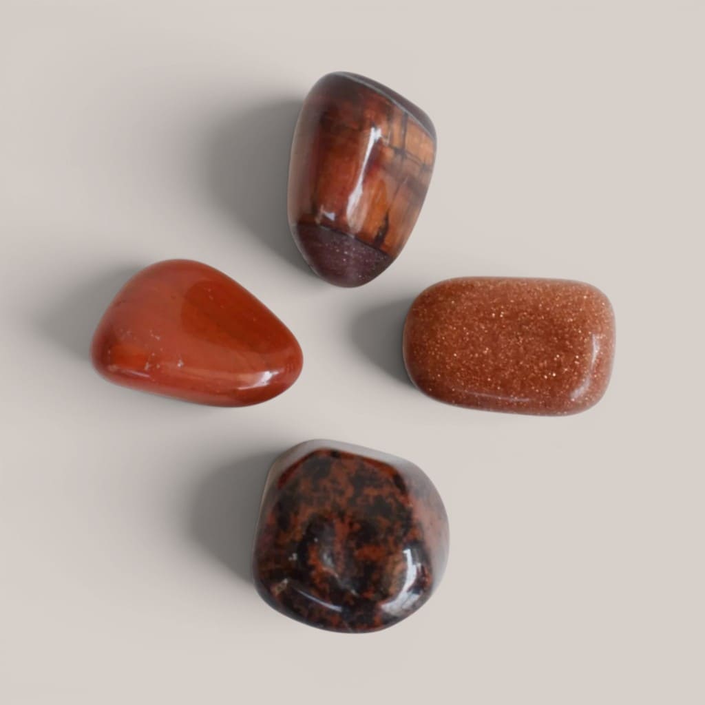 Root Chakra Crystal Stones Kit – Grounding, Strength & Stability