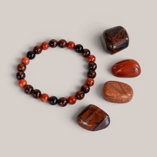 Root Chakra Crystal Stones Kit – Grounding, Strength & Stability