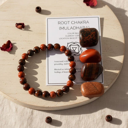 Root Chakra Crystal Stones Kit – Grounding, Strength & Stability
