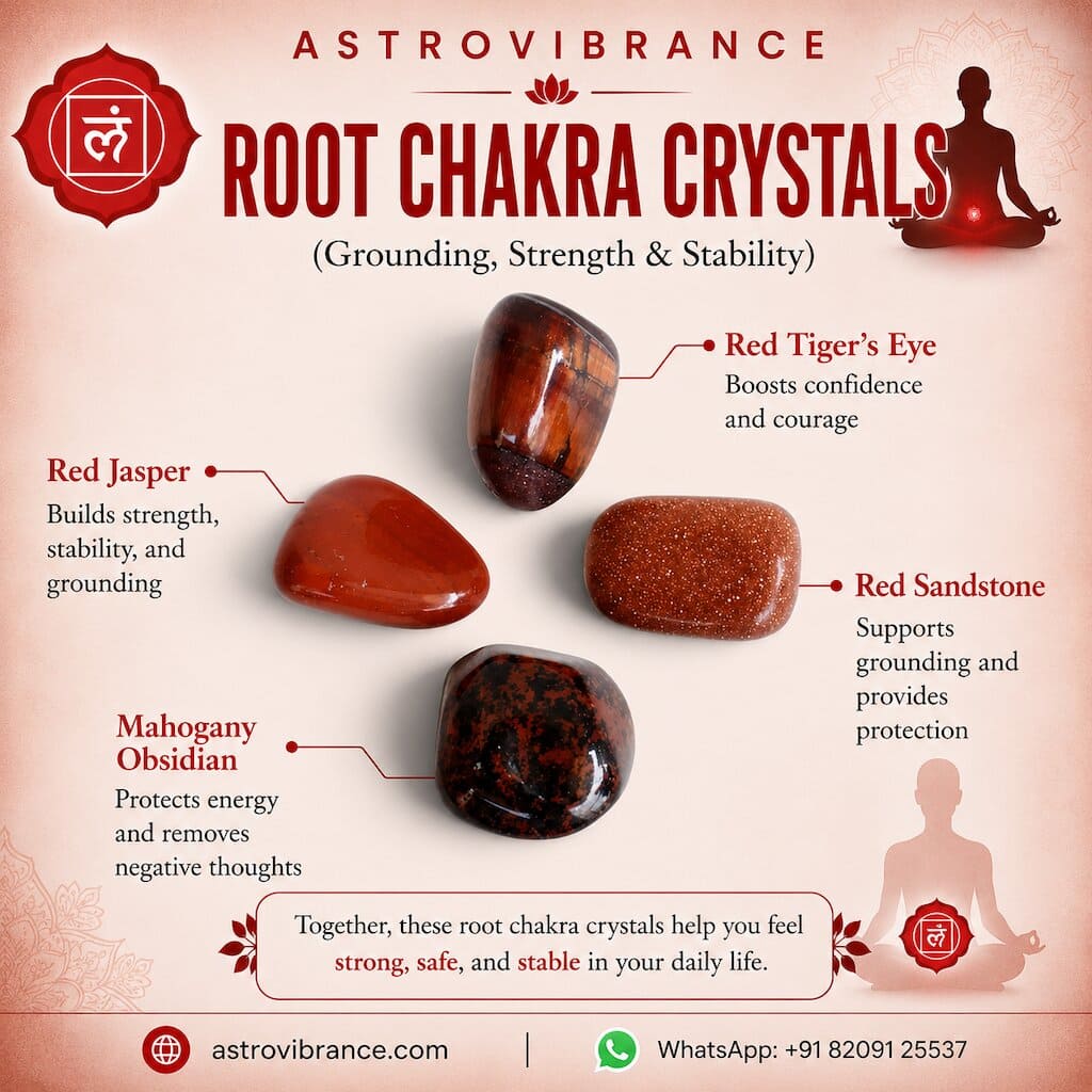 Root Chakra Crystal Stones Kit – Grounding, Strength & Stability