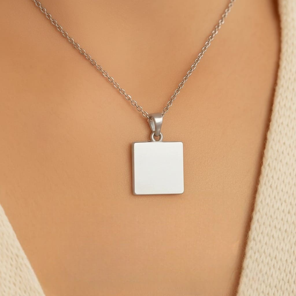 Pure Silver Square Pendant (चांदी का चोकोर टुकड़ा) Without Chain