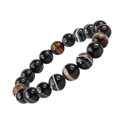 Sulemani Hakik black and brown beaded bracelet on a white background