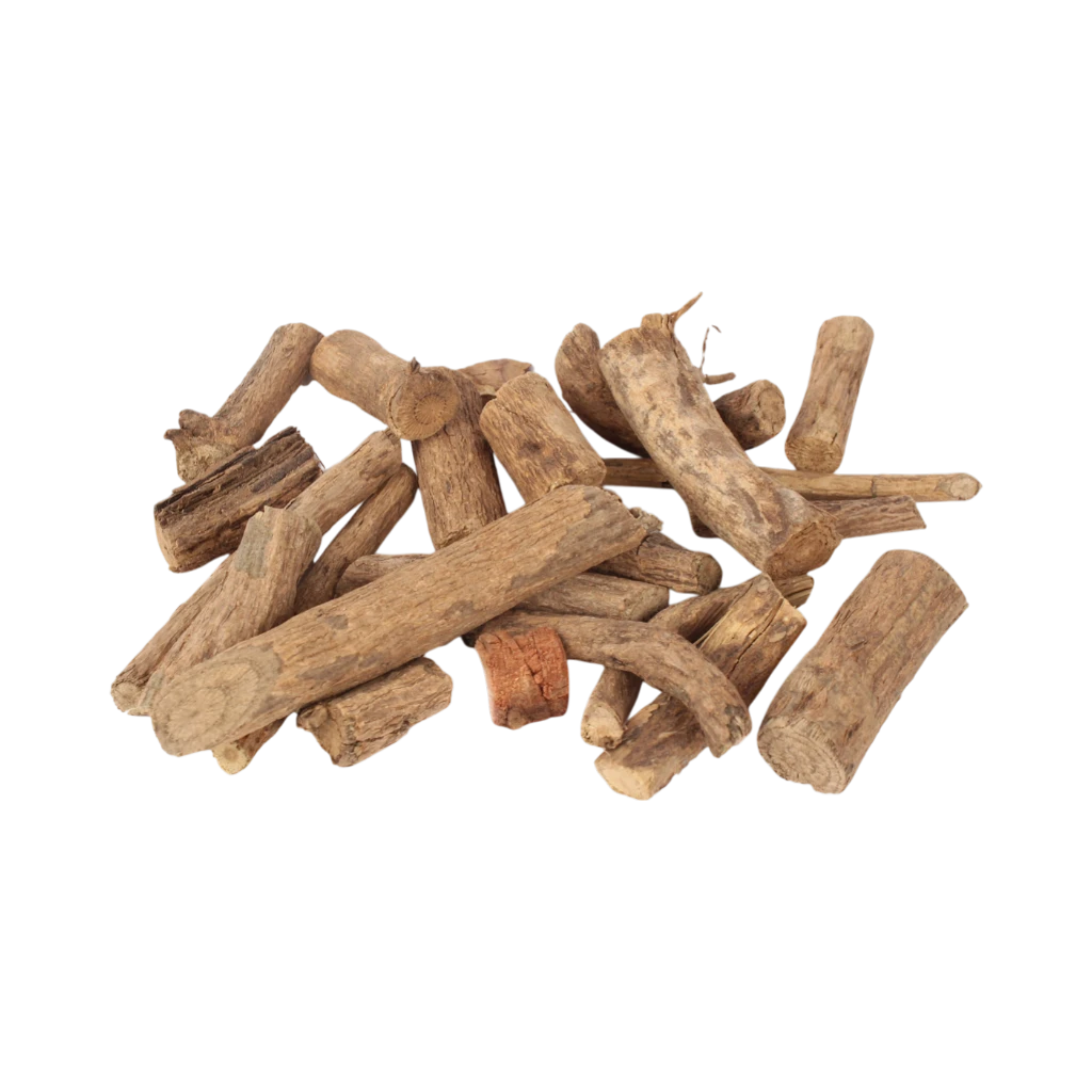 Pile of vidhara root jadi on a white background