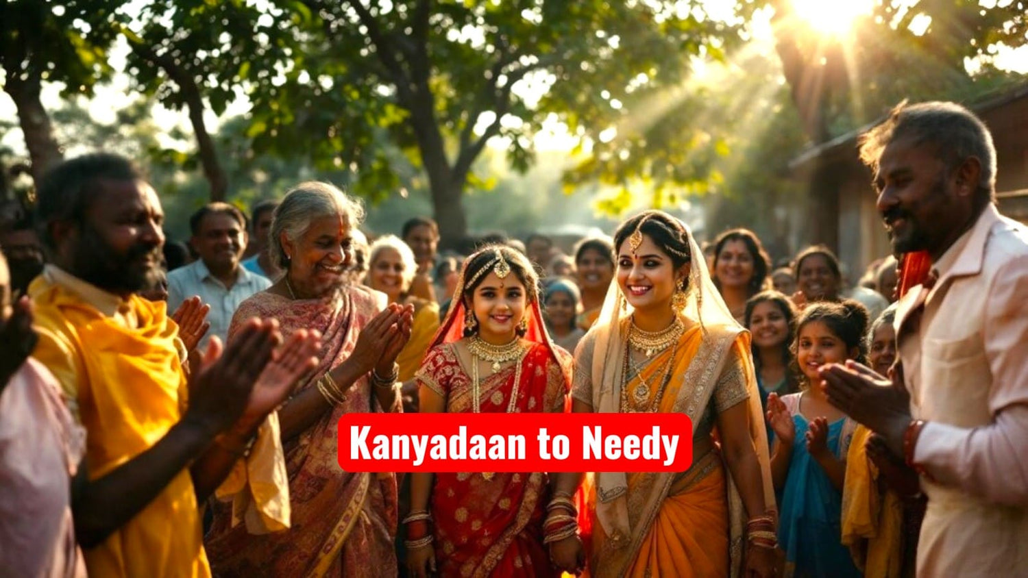 Group of people helping the needy girl in her wedding as weak venus shukra remedy.