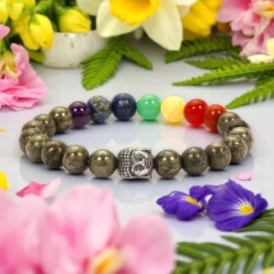7 Chakra Bracelet with Pyrite at astrovibrance.com